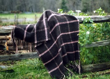 Hand woven hand spun natural black mohair throw