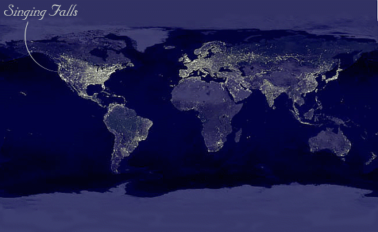Flat map of the earth at night