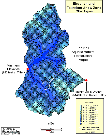 map of Tiller area transient snow zones